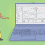 Illustration of the MetaTrader 4 platform, demonstrating the use of the crosshair tool to analyze trading charts and data points.