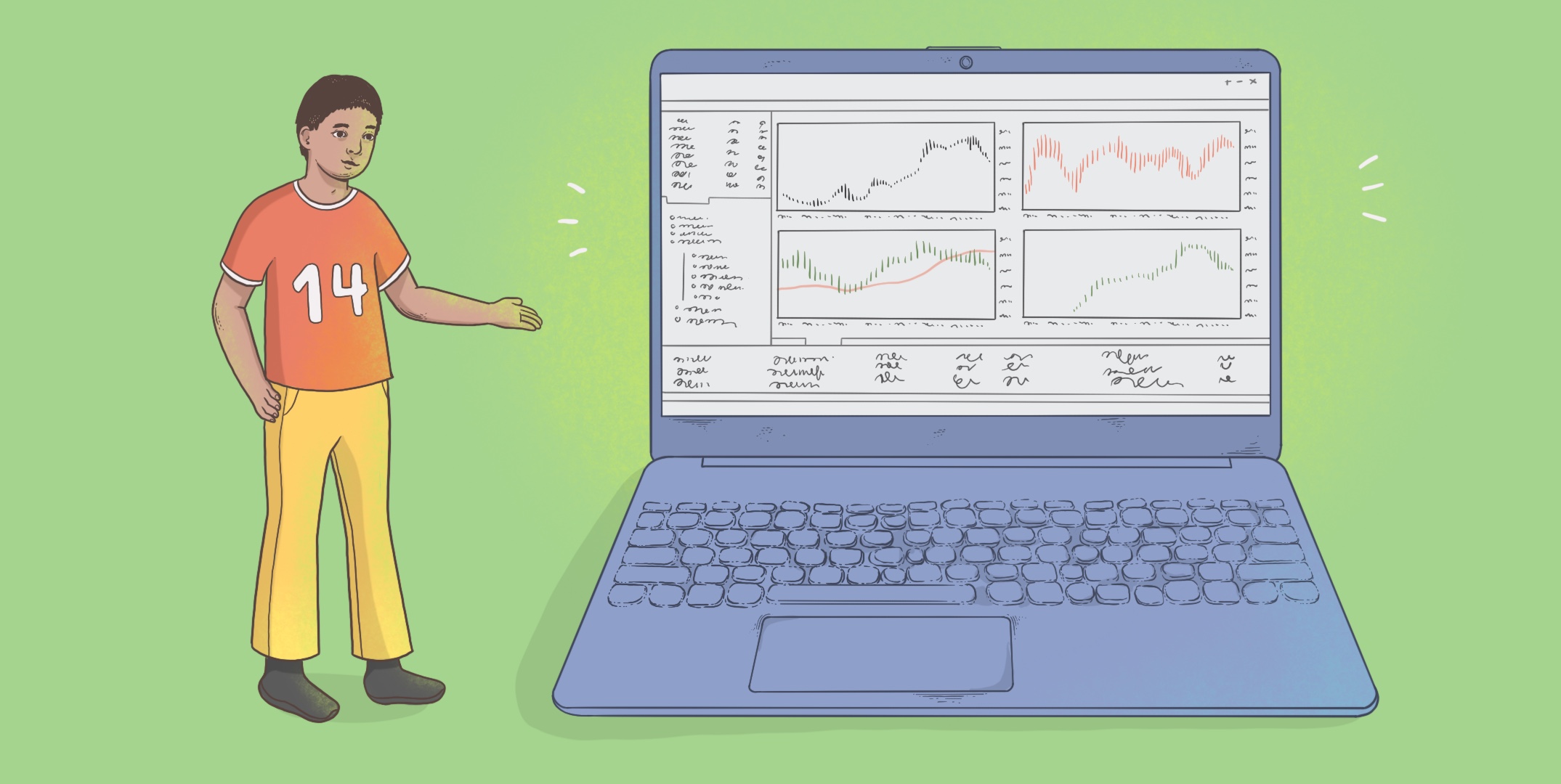 Illustration of the MetaTrader 4 platform, demonstrating the use of the crosshair tool to analyze trading charts and data points.