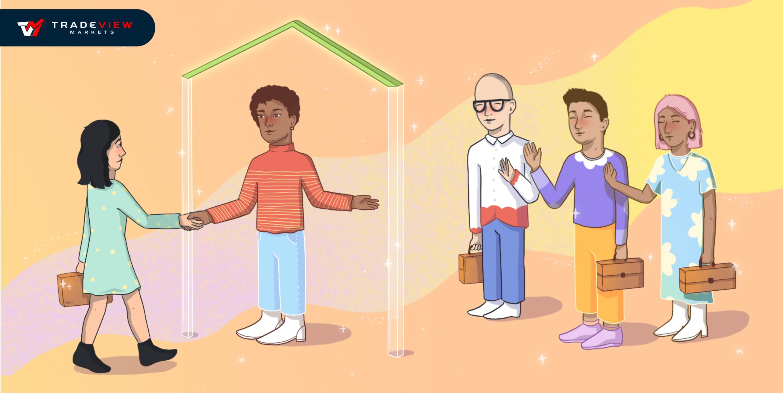 Illustration of Introducing brokers shaking hands