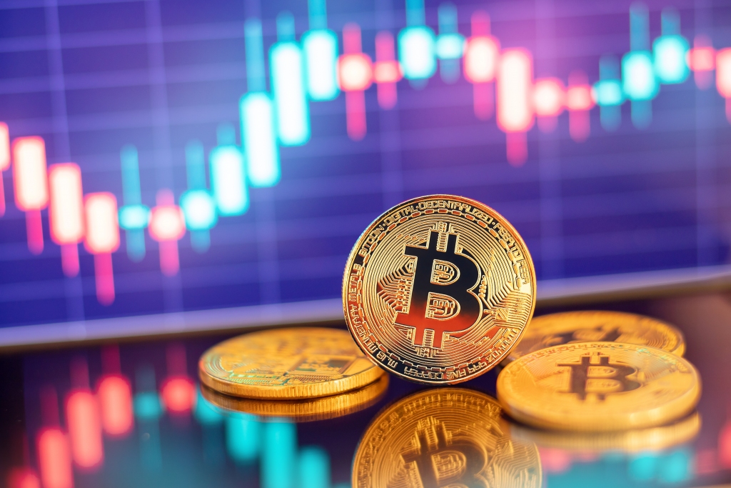 Bitcoin over trading charts