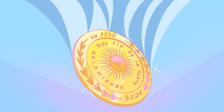 A whimsical illustration of a gold coin flying, representing the effects of currency depreciation on investment choices.