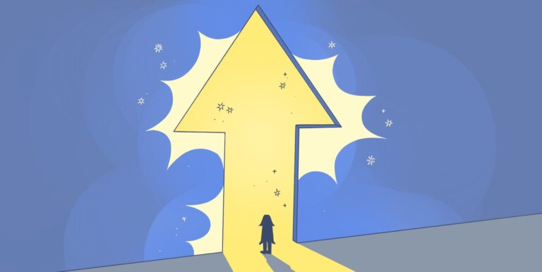 A silhouette stands before a bright arrow, symbolizing strategies for building confidence.