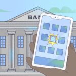 Illustration of a mobile app interface for bill payments, highlighting fintech's impact on traditional banking models.