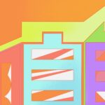 City in colors with trading charts at the background.